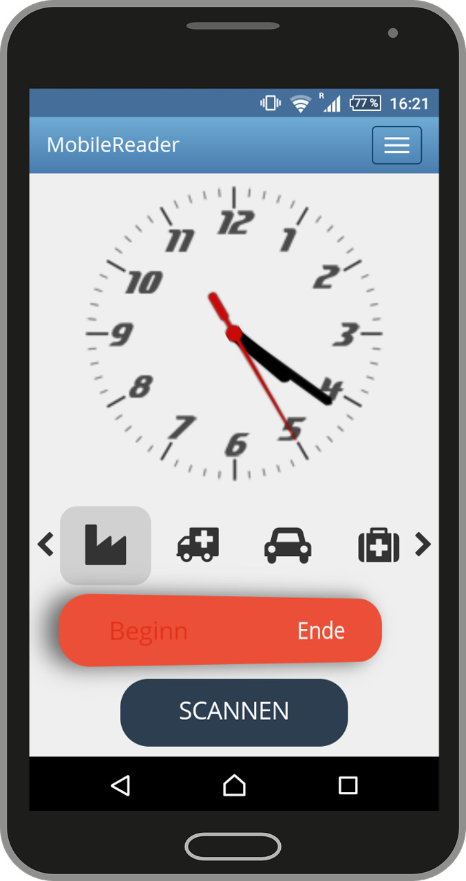 MobileReader Android Phone Mobile Zeiterfassung
