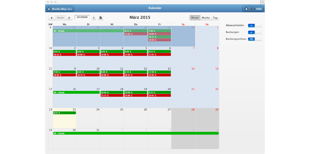 Workflow: Kalender - Übersicht